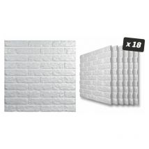 Decoon - Lot de 18 Panneaux muraux décoratif 3D Polystyrène effet Briques - 60x60x2,5 cm - 6,48m2