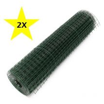 Lot de 2 : 10 m De Grillage à Poules Vert 12mm 50 cm de haut Pour Clapier, Poulailler, Volière - Vert