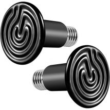 Lot de 2 100w ampoules chauffantes pour terrarium et reptiles, émetteurs de chaleur en céramique, sans lumière, E27 en céramique noire, pour