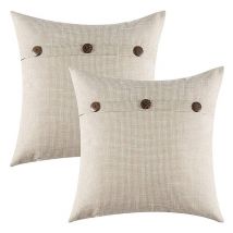 Lot de 2 45x45cm Décoratif Ferme Bouton Triple Taie d'oreiller Decoration Maison Salon Chambre pour Canapé Auto Chaise
