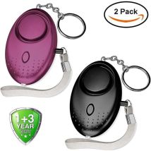 Lot De 2 Alarme Personnelle Porte-clés 140 Db Police Approuvé Mini Loud Auto Defense Keychain Avec Torche Alarme De Sécurité Pour Femme Enfants 