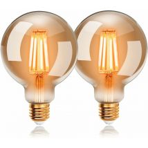 Mereteet - Ampoules led 4W Edison Vintage G80, Blanc Chaud 2200K E27, Equivalent à Ampoule Incandescente 40W, Ampoule Rétro à Filament, Rétro Antique