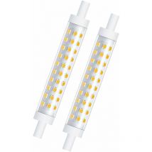 Lot de 2 ampoules LED 10 W R7s 118 mm à intensité variable Blanc chaud 3000 K 100 W équivalent halogène linéaire à double extrémité Réflecteur pour