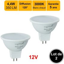 2 Spot Led Mr16 3000k 5w 400 Lumens 120° Blanc Chaud