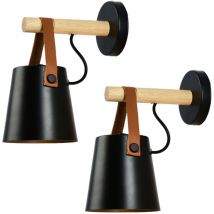 Wottes - Moderne Applique Murale E27 Edison Loft Lampe Industrielle Métal Luminaires pour Chambre Salon Café Bar Noir 2PCS