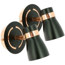 Set di 2 applique HAMPTON GU10 nero opaco oro rosa