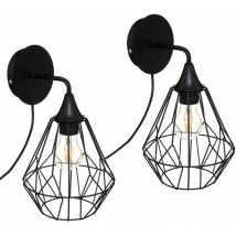 Lot de 2 Appliques murales en Métal filaire Noir - Atmosphera
