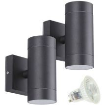 Arum Lighting - Lot de 2 Appliques venice noir Extérieure double faisceau avec 4 Ampoules led GU10 5W Température de Couleur: Blanc neutre 4000K