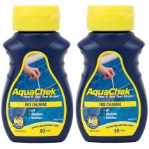 Aquachek - lot de 2 Testeur de chlore pour piscine et Spa, Lot de 50 Bandelettes
