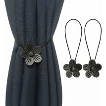 Lot de 2 attaches de rideaux magnétiques attaches de rideaux magnétiques b boucle de rideau motif floral, accessoires de rideaux, noir