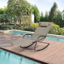 [en.casa] - Lot de 2 Bains de Soleil à Bascule Caracena Acier Textile Beige