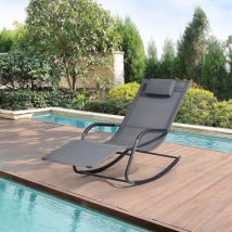 [en.casa] - Lot de 2 Bains de Soleil à Bascule Caracena Acier Textile Gris Foncé