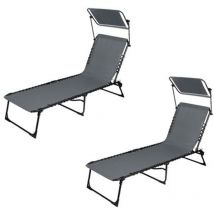 Sunnydays - Lot de 2 bains de soleil avec parasol et coussin