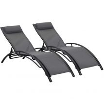 Habitat Et Jardin - Bain de soleil en aluminium 'Beauty' - Phoenix - Gris foncé / Noir - Lot de 2
