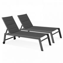 Lot de 2 bains de soleil en aluminium gris