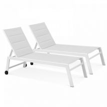 Lot de 2 bains de soleil en aluminium blanc