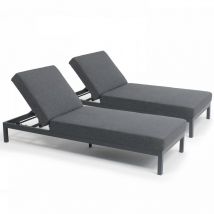 Lot de 2 bains de soleil en aluminium gris