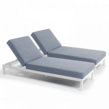Lot de 2 bains de soleil en aluminium blanc