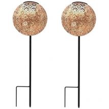 Lumi Jardin - Lot de 2 balises solaires orientales agadir Cuivre Acier H45cm