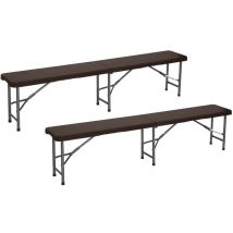 7h Seven House - Lot de 2 bancs pliants pour traiteur effet rotin 180x30x43cm 7house