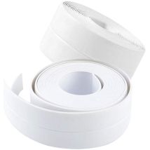 Lot de 2 bandes de calfeutrage autocollantes en PVC pour évier de cuisine, toilettes, salle de bain, douche et baignoire, 3,2 m x 3,8 cm, blanc