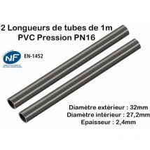 Lot de 2 Barres Tuyau Rigide Tube pvc Pression PN16 32mm : Longueur 1m