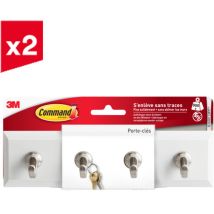 Lot De 2 Barrettes Porte-clés Blanc Nacré Command