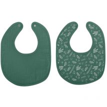 Bricoline - Lot de 2 bavoirs absorbants en gaze de coton Vert 22x27 cm