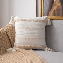 Lot de 2 Boho Housse de Coussin, Décoration D'intérieur Housse Coussins pour Canapé Lit Chaise Chambre Salon (45 x 45 cm, Beige) - Tigrezy