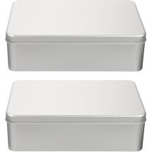 Lot de 2 boîtes de rangement en fer blanc pour emballage de biscuits, boîtes de collations de pâtisserie, boîtes de cadeaux de fête