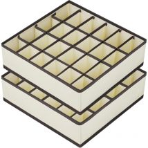 Lot de 2 boîtes de rangement en tissu, pour ranger chaussettes, écharpes, soutien-gorge, 24 compartiments pliables