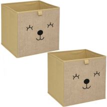 Lot de 2 Boîtes de rangement enfant effet jute Animal