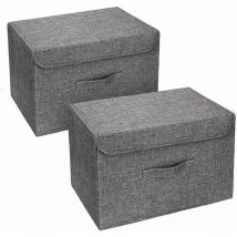 Lot de 2 Boites de Rangement Lavable, Rangement de Vetement Pliable pour Maison, Bureau, crèche, Placard, Chambre à Coucher (Gris)