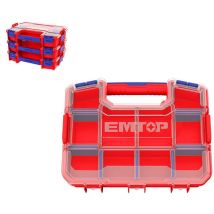 Lot de 3 boîtes à outil de rangement organiseur en plastique Emtop 12 valise empilable rangement multiple cases modulables séparateurs amovibles