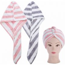 Lot de 2 bonnets de séchage pour cheveux en microfibre pour femmes Turban super absorbant à séchage rapide pour bain douche, Ensoleillé