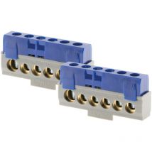 Lot de 2 borniers phases 6 connexions - bleu Thomson