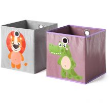 Boîte pliante, Gris/violet, 30 x 30 cm Lot de 2, Vicco