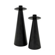 Lot de 2 Bougeoirs en Métal 'Automne' 24cm Noir