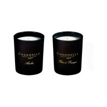 Babaflix - Lot de 2 Bougies décoratives cire de Soja naturel - Ambre/Oranger