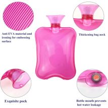 Lot de 2 Bouillotte avec une couverture épaisse et luxueuse 2 litres de capacité Housse de bouillotte amovible et lavable Exempt de polluants (rose