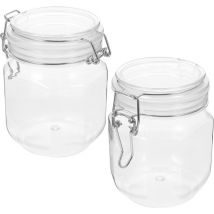 Feiyue - Lot de 2 bouteilles de miel transparentes, pots de miel hermétiques, pots de fermeture en plastique, récipient à miel