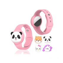 Lot de 2 bracelets AirTag pour enfants - Bracelet mignon en silicone avec motif dessin animé - Bracelet anti-perte - Rose