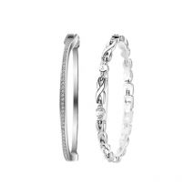 Lot de 2 bracelets avec pendentifs strass, argent