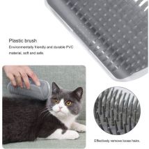 Lot de 2 brosses de massage d'angle de toilettage pour chat, peigne de chat avec herbe de chat pour outil de démangeaison de massage (gris)