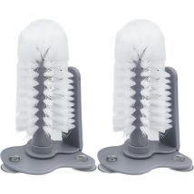 Lot de 2 brosses de nettoyage pour verre, brosse à verre double face, brosse de lavage pour verre avec ventouse, convient pour les bars, les éviers