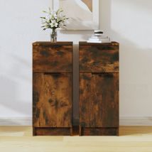 Maison Chic - Lot de 2 Buffets Bahut Meubles de rangement Commode Chêne fumé 30x30x70 cm Bois d'ingénierie 89439