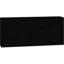 Bonnevie - Lot de 2 Buffets, Commode Armoire Luxueux, pour Salon Chambre Entrée Cuisine, noir bois d'ingénierie OIB6636E