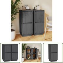 Bonnevie - The Living Store Buffets 2 pcs Gris 31,5x34x75 cm Bois massif de pin - Buffet - Meuble De Rangement - Armoire - Commode - Mobilier