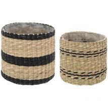 Atmosphera Créateur D'intérieur - Set de 2 pots Lumière d hiver en paille D14 16cm