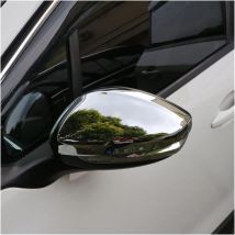 Lot de 2 capuchons de rétroviseur en acier inoxydable - Compatibles avec Peugeot 2008 i - Année de construction 2013-2019 - Chromé